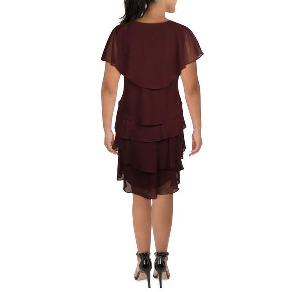 SLNY Womens Red Embellished Midi Formal Cocktail and Party Dress NWOT - Picture 2 of 3